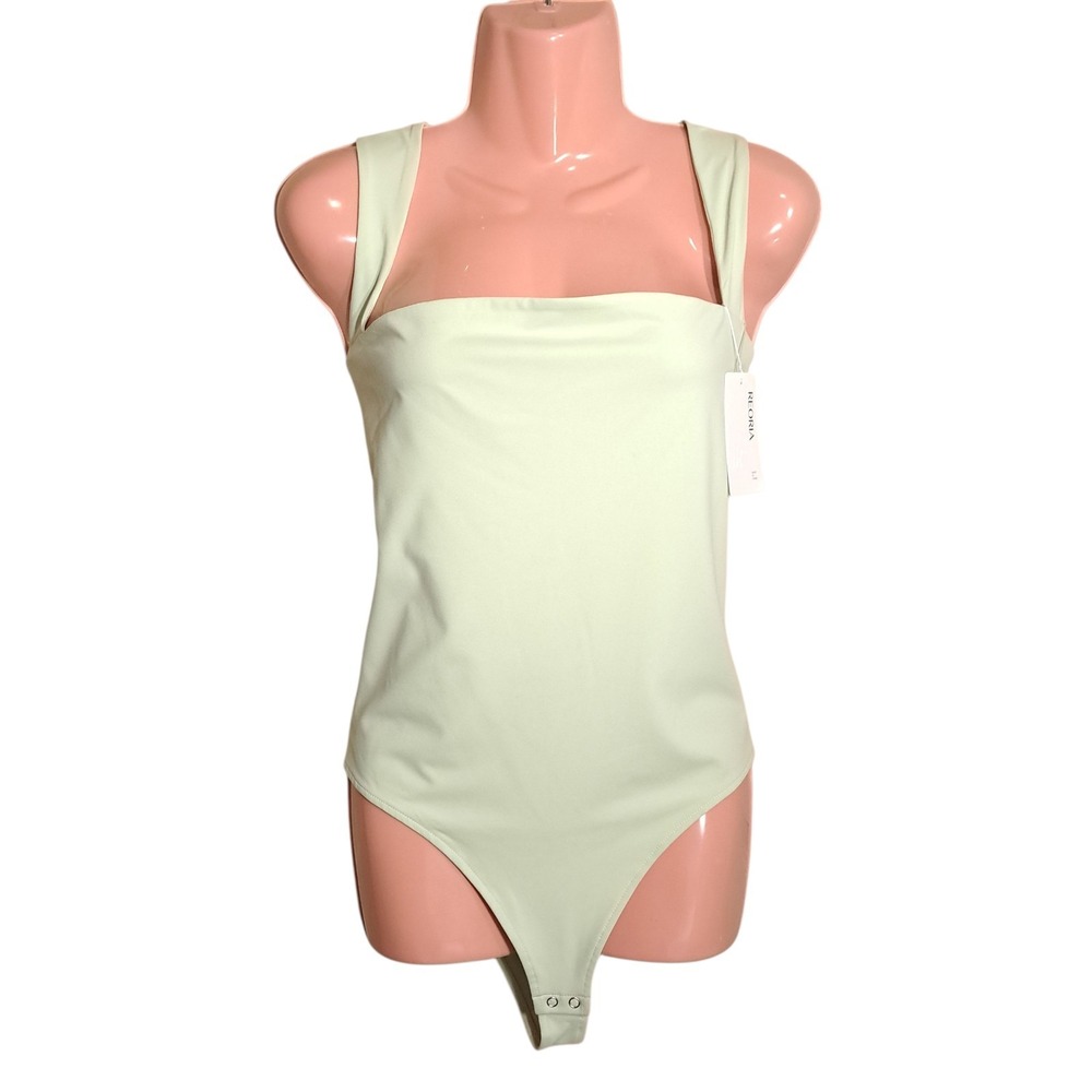 Reoria Tank Top Bodysuit 2XL Green Square Neck Beach Vacation